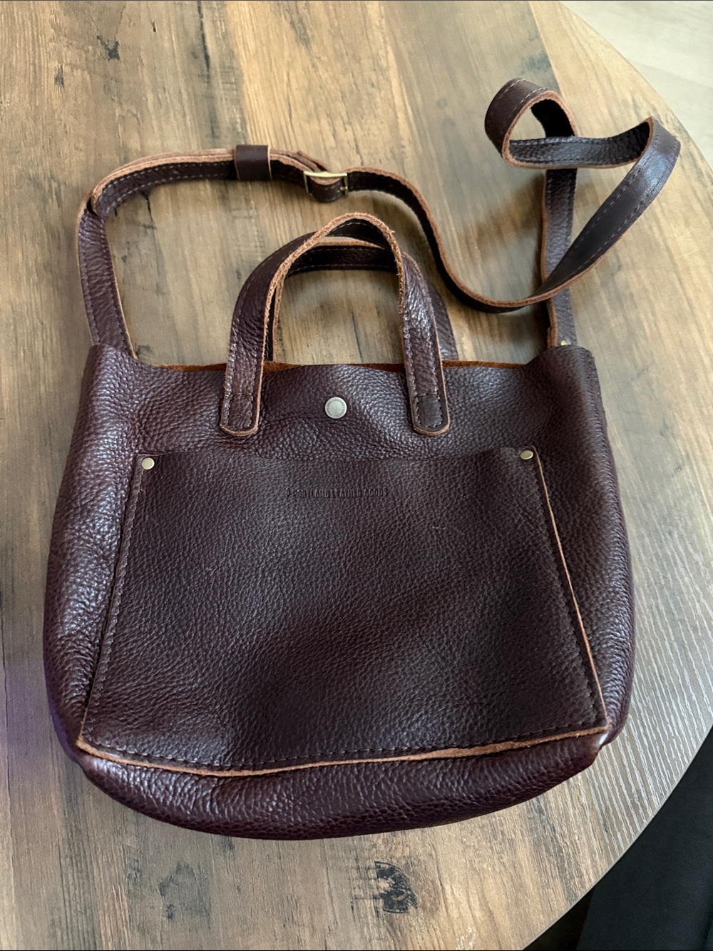 Classic Pebbled Leather Brown Crossbody Tote